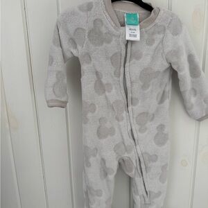 Disney Gray Patterned Mickey ears baby One Piece footie